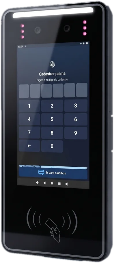 Terminal de parede Palm Access com a barra de luz acesa